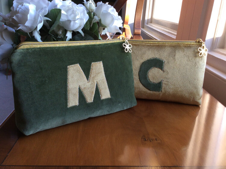 Make up bags with initials